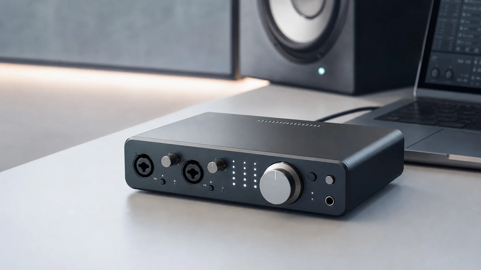Audient iD14 MKII connected in a Mac-based studio